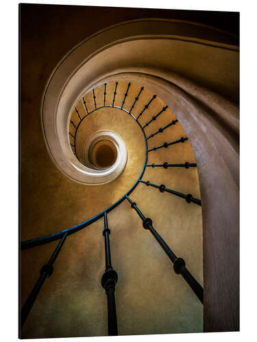 Aluminiumsbilde Golden spiral staircase