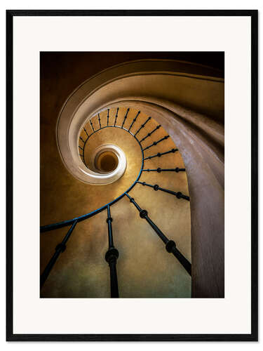 Framed art print Golden spiral staircase