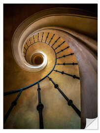 Selvklebende plakat Golden spiral staircase