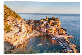 Acrylglasbild Vernazza bei Sonnenuntergang, Cinque Terre, Italien