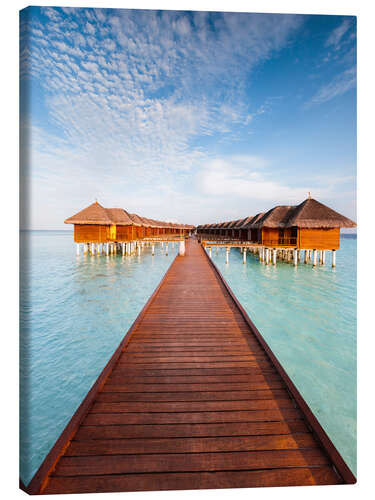 Canvas print Pier in luxury resort, Maldives