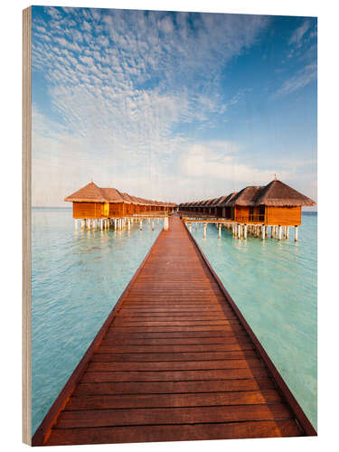 Wood print Pier in luxury resort, Maldives