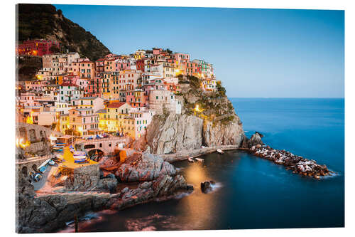 Acrylglas print Manarola at night, Cinque Terre, Italy