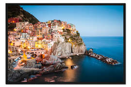 Gerahmter Kunstdruck Manarola Nachts, Cinque Terre, Italien