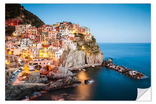 Wandsticker Manarola Nachts, Cinque Terre, Italien