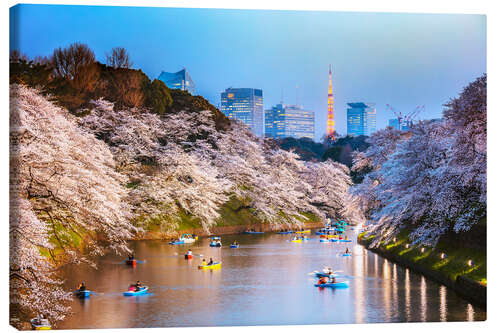 Tableau sur toile Fleuve et fleurs de cerisier à Tokyo