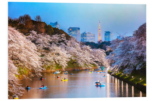 Quadro em PVC River and cherry tree blossom in Tokyo