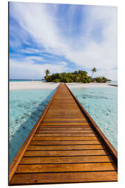 Aluminiumsbilde Jetty to dream island in the Maldives