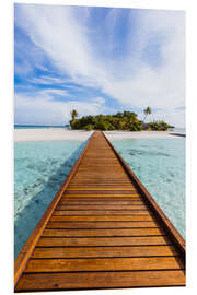 Foam board print Jetty to dream island in the Maldives