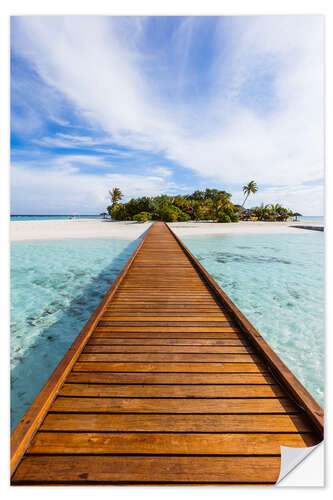 Naklejka na ścianę Jetty to dream island in the Maldives