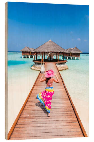 Print på træ Woman in a luxury resort, Maldives