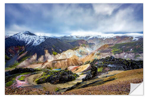 Sticker mural Montagnes colorées de Landmannalaugar, Islande