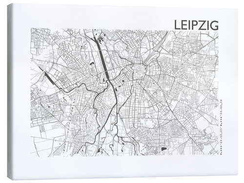 Stampa su tela Mappa della città di Lipsia, grigio ferro