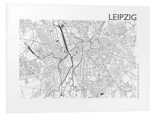 Foam board print Leipzig map in steel gray