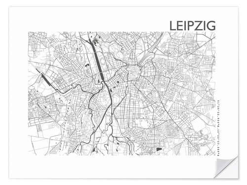 Sticker mural Plan de la ville de Leipzig, gris