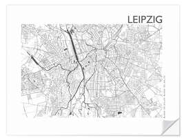 Sticker mural Plan de la ville de Leipzig, gris