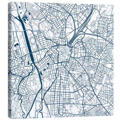 Canvas print City map of Leipzig, blue