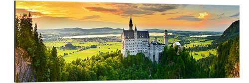 Aluminiumsbilde Slottet Neuschwanstein ved solnedgangen