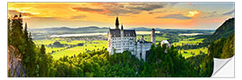 Sticker mural Château de Neuschwanstein au coucher du soleil