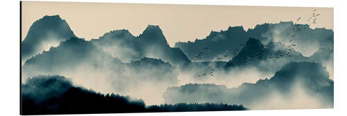 Aluminium print Flight over the mountains