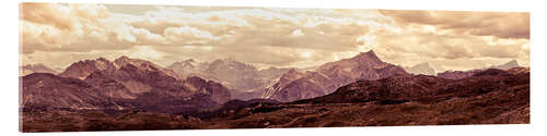 Tableau en verre acrylique Dolomites enveloppées de bronze