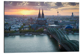 Aluminium print Sunset over Cologne