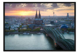 Gerahmter Kunstdruck Sonnenuntergang über Köln