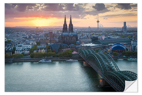 Wandsticker Sonnenuntergang über Köln