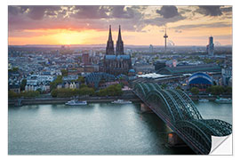 Selvklebende plakat Sunset over Cologne