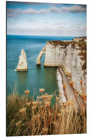 Alubild Blick auf die Klippen von Etretat, Frankreich, Normandie