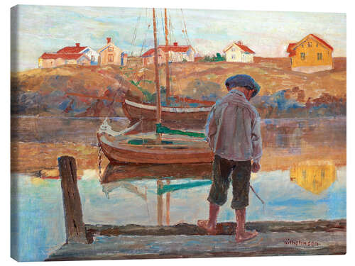 Canvas print Boy fishing