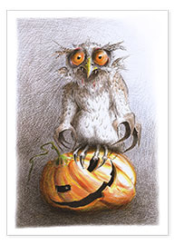 Wall print  Old Vampire Owl Halloween - Stefan Kahlhammer