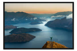 Gerahmter Kunstdruck Sonnenaufgang - Coromandel Peak - Neuseeland - Südinsel