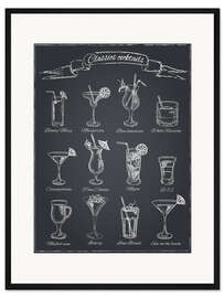 Gerahmter Kunstdruck Klassische Cocktails (Englisch)
