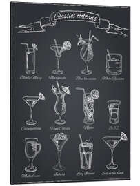 Magnettafel Klassische Cocktails (Englisch)