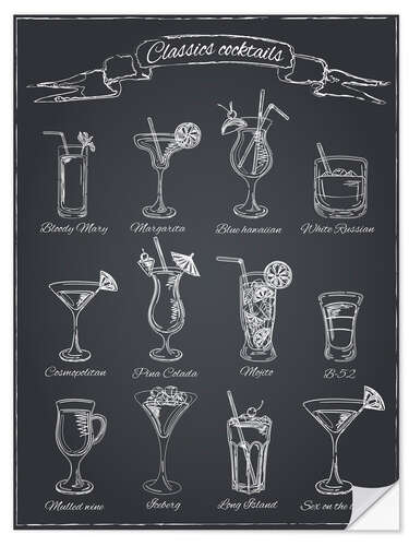 Sticker mural Cocktails classiques (anglais)