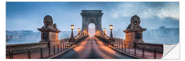 Selvklebende plakat Chain Bridge in Budapest, Hungary