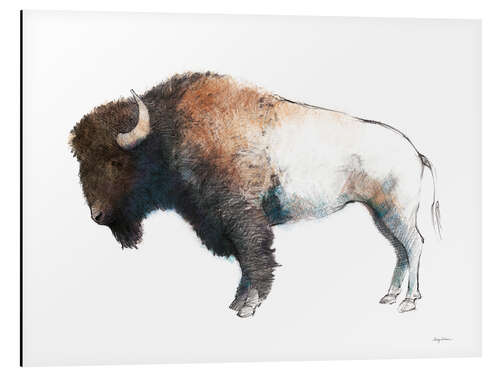 Aluminium print Colorful Bison Dark Brown