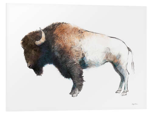 Foam board print Colorful Bison Dark Brown