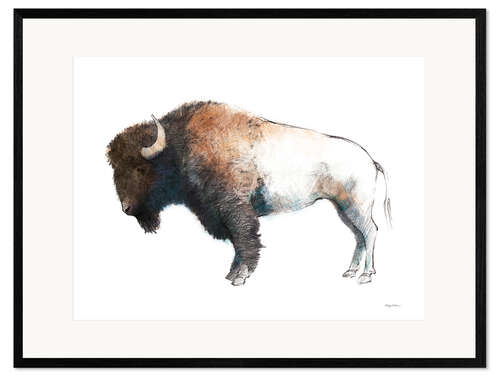 Impression artistique encadrée Bison marron foncé