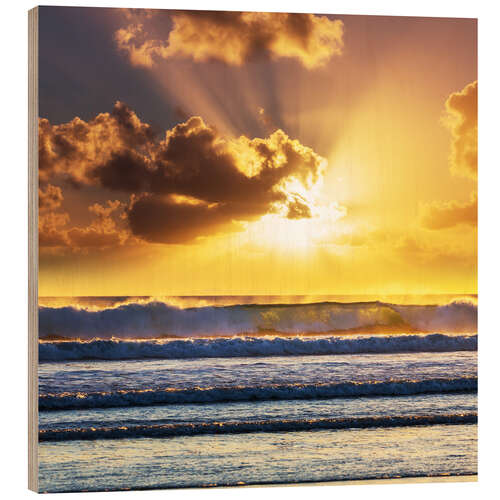 Hout print Sunset over the sea