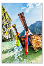 Poster  Longtail boats à Maya Bay