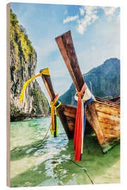 Obraz na drewnie Longtail boats in Maya Bay