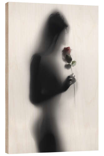 Quadro de madeira Silhouette with rose