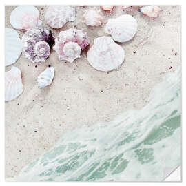 Muursticker Sea shells on sand