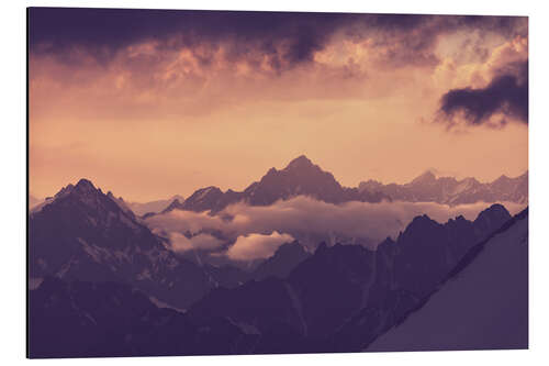 Aluminium print Sunset in the Caucasus