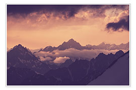 Poster Sonnenuntergang im Kaukasus