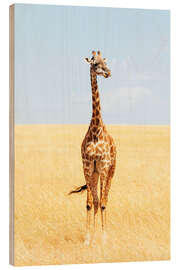 Wood print Lonely giraffe