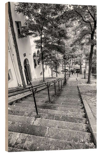 Wood print Endless steps to Montmartre