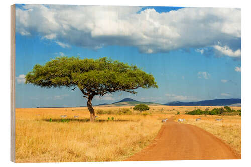 Hout print A lonely tree in Africa